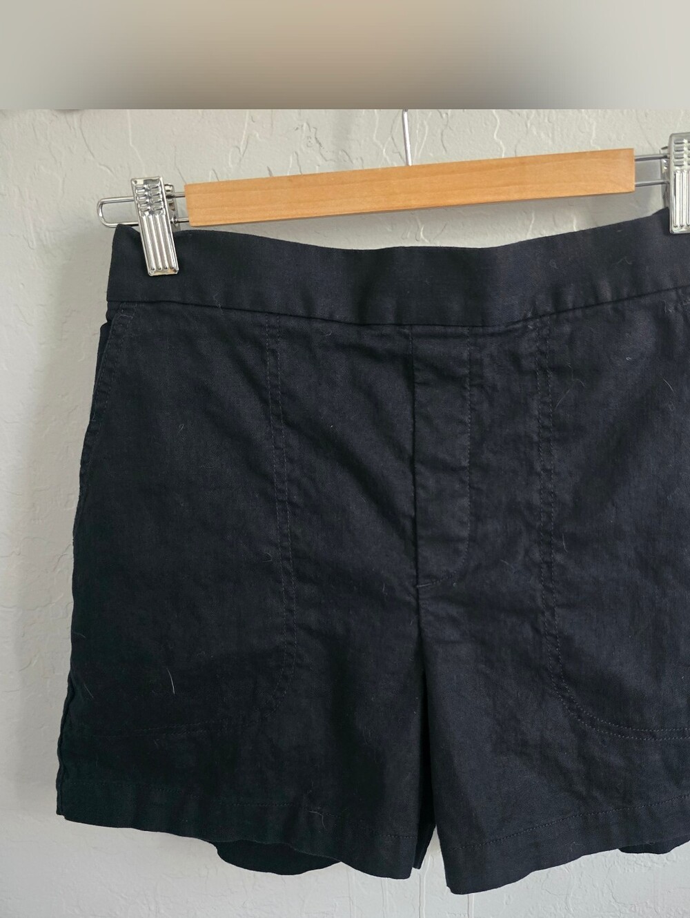 Banana Republic Factory Linen Blend Pull-on Shorts In Black Sz S